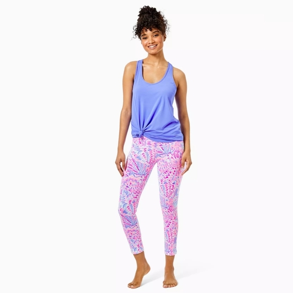 NWT Lilly Pulitzer Weekender Midi Leggings Razberry Sea You...